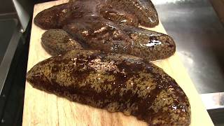 なまこのさばき方～ナマコ酢とこのわたの塩辛の作り方　寿司屋の仕込み　how to fillet a  Sea cucumber