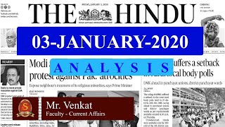 The Hindu Daily News Analysis | 03rd January 2020 | Current Affairs -  UPSC Mains - Prelims 2020