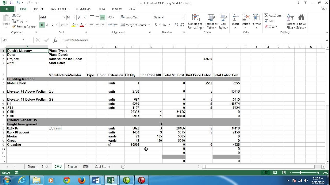 Pricing Model Excel Template