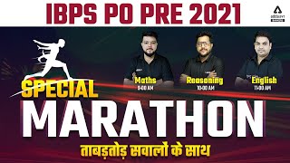 IBPS PO PRE 2021 | SPECIAL MARATHON | MATHS, REASONING , ENGLISH  | LIVE@9AM