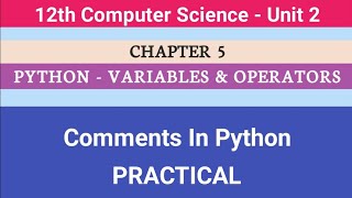 12th Computer Science || Chapter 5 || Comments in python - Practical