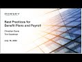 Webinar Playback: Best Practices for Benefit Plans and Payroll Practices