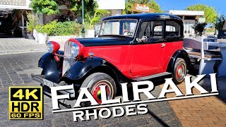 Faliraki Rhodes , Cars, Motorbikes, Restaurant, Beach, 4K 60fps HDR 💖 The best places 👀 Walking tour