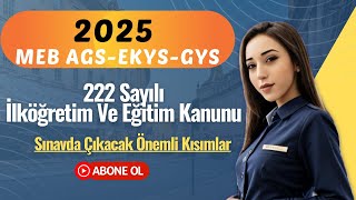 222 SAYILI İLKÖĞRETİM VE EĞİTİM KANUNU ÖNEMLİ BİLGİLER #mebags #ags2025 #ags #öabt #kpss2025 #keşfet