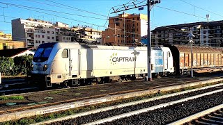 Treno merci con e494 561 Captrain Railpool in transito a Roma Tuscolana