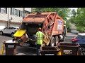 Orange McNeilus Rear Loader on Townhome Recycle