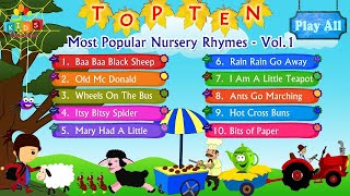 Top 10 - Ten Most Popular Nursery Rhymes Collection Vol. 1 with Lyrics And Action
