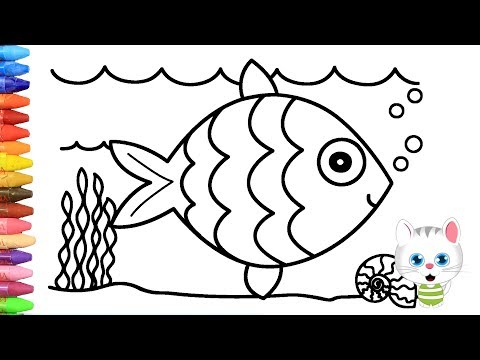 الرسم والتلوين للأطفال  كيفية رسم سمك مع ميمي  الرسم للأطفال 