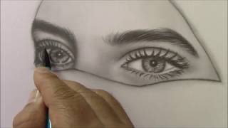 Karakalem ile gerçekci gözler çizimi - Realistic eyes drawing