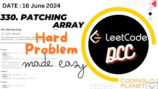 330. Patching Array | Leetcode Daily Challenge Solution || Step-by-Step Explanation || June 16, 2024