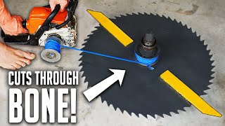 World's Largest Beyblade - Powered By A Chainsaw!