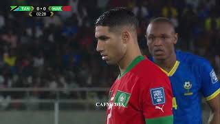 Hakimi penalty miss for Morocco vs Tanzania 🇹🇿🇲🇦1': Pénalty - Hakimi#DimaMaghrib #TANMAR