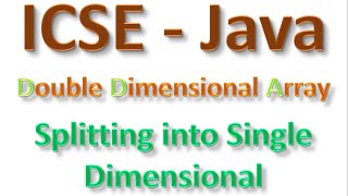 #81 ICSE-Computer Applicatons(Java):Split two dimensional array into single dimensional arrays.