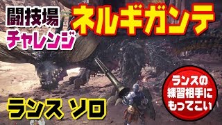 【MHW】闘技場チャレンジ ネルギガンテ - ランス ソロ【滅尽龍討伐03】challenge quest nergigante lance