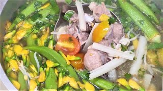 Vietnamese Sour Soup Recipe - សម្លរម្ជូរយួនឆ្អឹងជំនីរជ្រូក