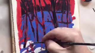 How to paint an acrylic  winter landscape painting