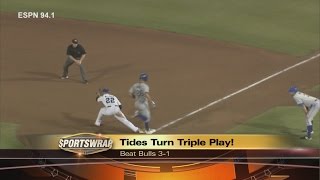 Tides turn rare triple play in win over Durham