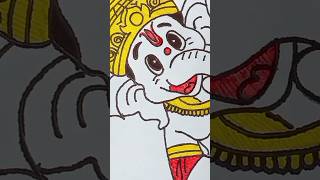 #455 Jai Shri Ganesh Ji ❤❤ || Shri Ganesh Ji outline satisfying || #shorts #art #drawing #colors