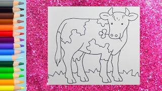 Learn to Draw Easy Cow, Drawing, Painting and Coloring for Kids, Farm Animals Alphabet Counting #25