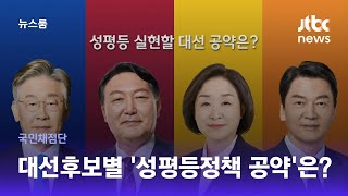 [국민채점단] 대선후보별 '성평등정책 공약' 점수는? / JTBC 뉴스룸