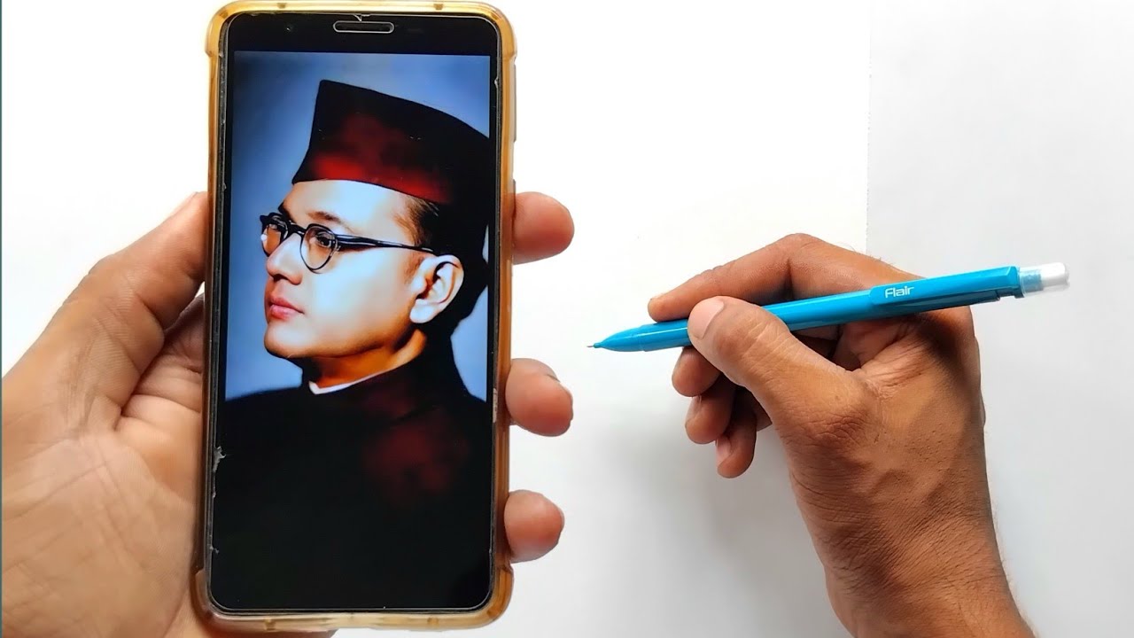 Subhash Chandra Bose Drawing Outline Tutorial Youtube