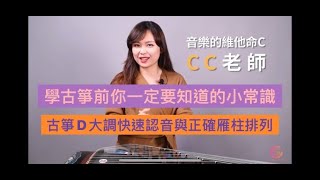 ＃3【姜ＣＣ講箏的】學古箏前你一定要知道的小常識3－古箏Ｄ大調快速認音與正確雁柱排列