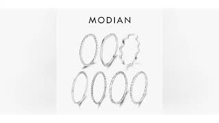 MODIAN 925 Sterling Silver Simple Fashion Stackable Ring Classic Wave Geometric Exquisite