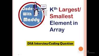 JAVA-DSA | Kth-Largest/Smallest Element in Array | Simple Approach | Interview Question