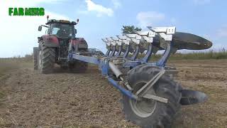 Farming - Massey Furgeson 8737, Plough Överum. Autumn plowing of agricultural land.