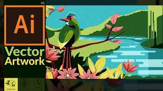 Making a Nature Scene in Adobe Illustrator CC | Travel Poster Style | Speed Art