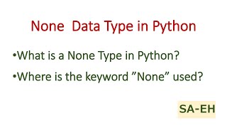 None data type in Python | Data Types in Python | Python Tutorial | CBSE | None type in python