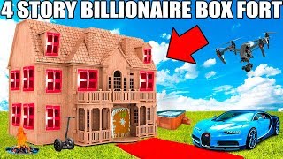 4 STORY BILLIONAIRE BOX FORT CHALLENGE!! 📦💰 Movie Theatre, Drone Defence, Gaming Room & More!