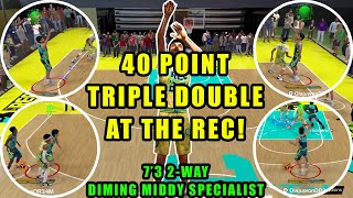 INSANE 40 POINT TRIPLE DOUBLE AT THE REC WITH THE 7'3 2-WAY DIMING MIDDY SPECIALIST BUILD NBA 2K24