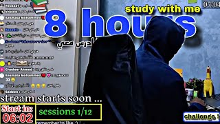 study with me live | ذاكر معي 8 ساعات متواصلة بتقنية البومودورو 📚 pomodoro timer 120/10 PART 2