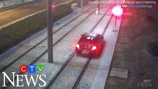 Driver takes her car for ride on Spanish metro track