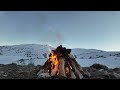 4k uhd tv campfire on top of snowy mountain no loop