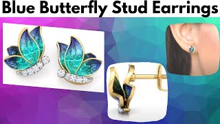 Kanishq Blue Butterfly Stud Earrings | Beautiful Earrings | Monica Jewellers | Tanishq Gold \u0026 Silver