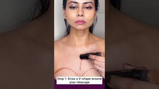 How to contour the neck and chest .. Nose contour makeup tutorial for beginners #shorts