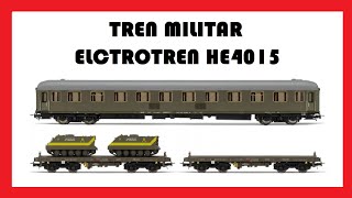 Composición: Tren militar Coche 12100 y plataformas PMM. ET HE4015 con El Taller del Modelista