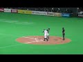 2017.4.2 ファイターズガールハイキック連発で9回裏の始まりを煽る１塁応援ステージ（鈴木栞、安念莉紗子、石澤美樹）