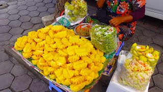 Woman Of Pineapple! Tiny Pineapple that Sweet like Honey! Cambodian Street Food