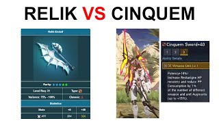 [PSO2 NGS] Relik vs Cinquem weapon Status Comparison! 👍