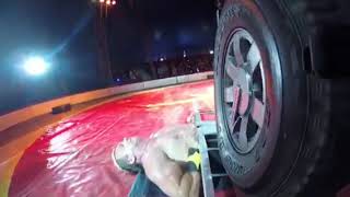 Car drive over strongman. Circus Arnardo. Denis Ilchenko