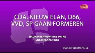 Interview Inge Prins (D66) over formatie in Alphen aan den Rijn