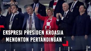 Ekspresi Presiden Kroasia Saat Timnya Beraksi di Piala Dunia 2018