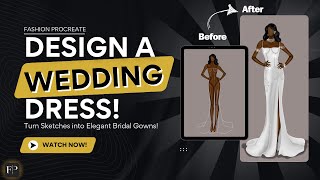 How to Design a Wedding Dress on Procreate - Fashion Illustration Tutorial (EP. 8)