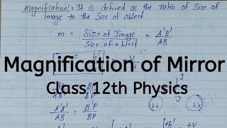 Magnification of Mirror, Chapter 9, Ray Optics And Optical Instruments, Class 12 Physics