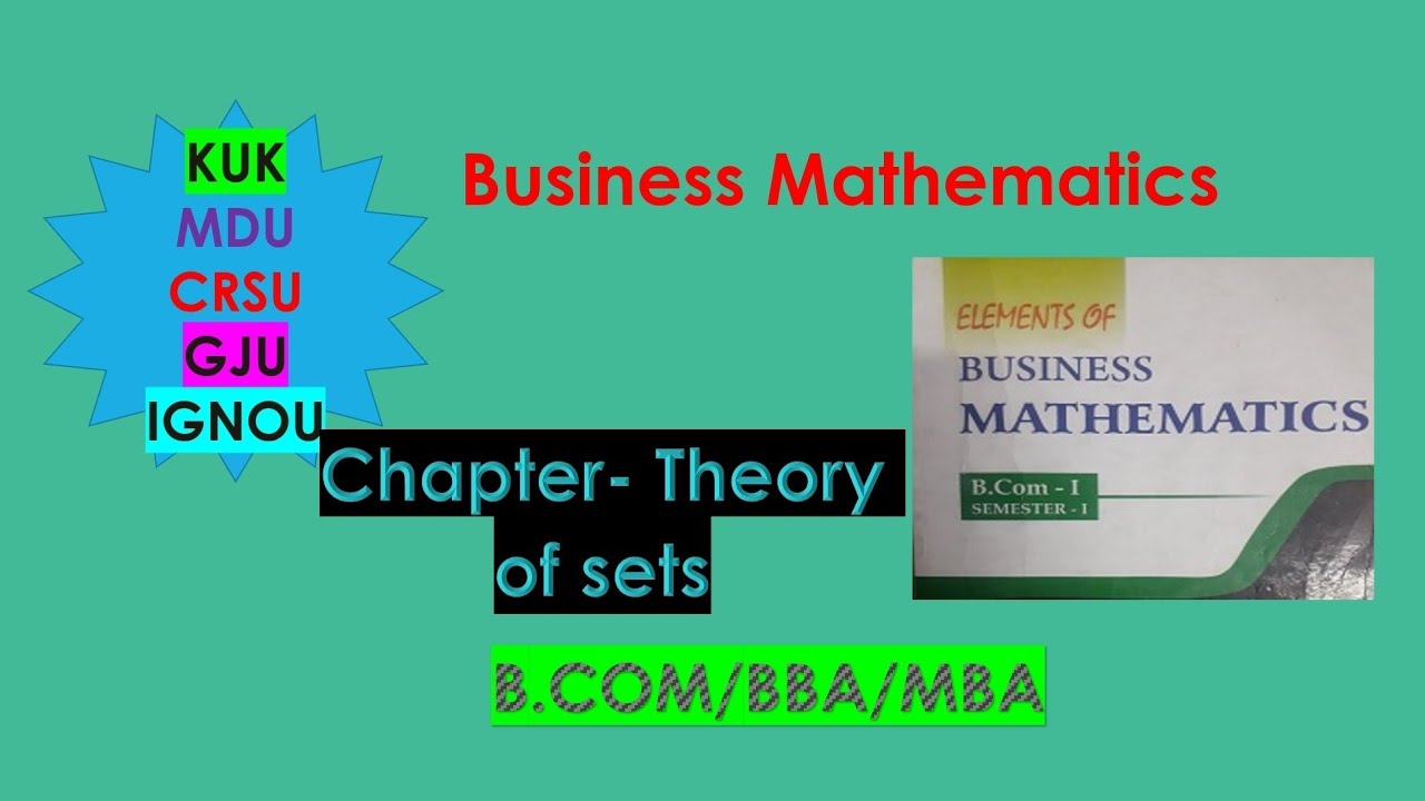 Ex - 1.2 Theory Of Sets Chapter Of B.com - YouTube