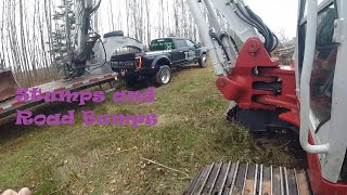 Taking off the Tree Shear attachment, then Stumps and Road Bumps