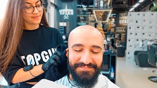 ASMR 💈 BUBBLY Serbian Lady Barber's HEAD SHAVE! | Spa \u0026 Barber